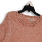 Womens Pink Stretch Knitted Long Sleeve Crew Neck Sweater Size Large image number 3