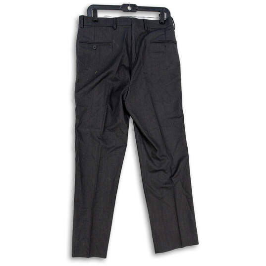 Mens Black Pockets Flat Front Straight Leg Dress Pants Size 33 image number 2