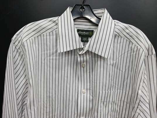 Eddie Bauer Men's Gray/White Striped Dress Shirts Size L image number 3