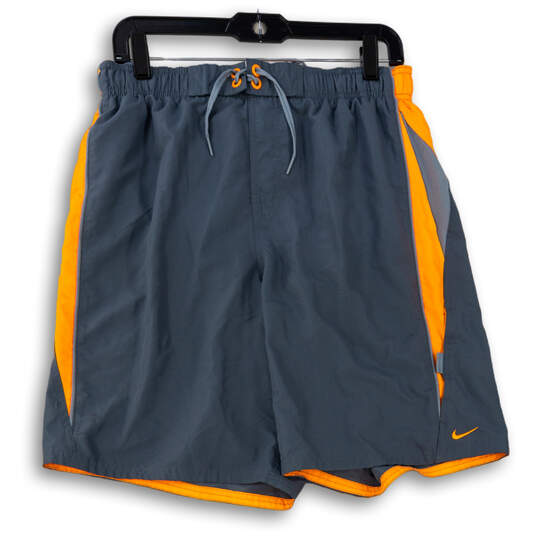 Mens Blue Orange Colorblock Elastic Waist Athletic Shorts Size X-Large image number 1