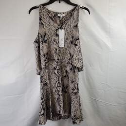 Parker Women Taupe/Blk Silk Snake Net Mini Dress Sz M NWT