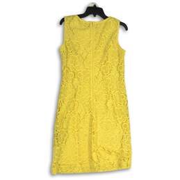 NWT New York & Company Womens Yellow Lace Sleeveless Round Neck Sheath Dress 6 alternative image