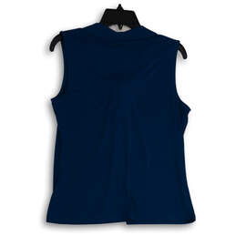 NWT Womens Blue Front Knot Round Neck Sleeveless Pullover Blouse Top Size M alternative image