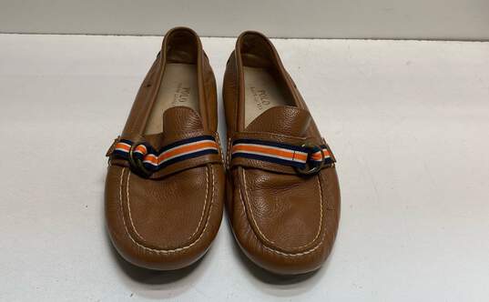 Polo Ralph Lauren Willem Brown Leather Slip On Driving Loafers Men's Size 12 image number 5