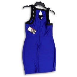 NWT Womens Blue Black Sleeveless Knee Length Back Zip Bodycon Dress Size 11