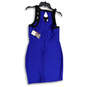 NWT Womens Blue Black Sleeveless Knee Length Back Zip Bodycon Dress Size 11 image number 1