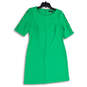 Womens Green Round Neck Short Sleeve Back Zip Shift Dress Size 12 image number 3
