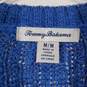 Womens Knitted V-Neck Short Sleeve Semi-Sheer Crochet Pullover Sweater Size M image number 4