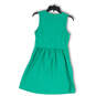 Womens Green Round Neck Sleeveless Back Zip Fit & Flare Dress Size Small image number 2