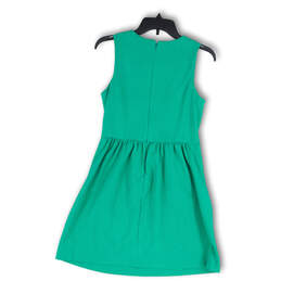 Womens Green Round Neck Sleeveless Back Zip Fit & Flare Dress Size Small alternative image