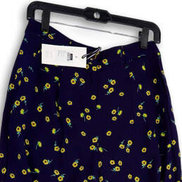 NWT Womens Blue Yellow Floral Elastic Waist Wide Leg Cropped Pant Size 6 alternative image