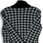 Womens Black White Long Sleeve Showl Neck Knitted Sweater Dress Size Small image number 4