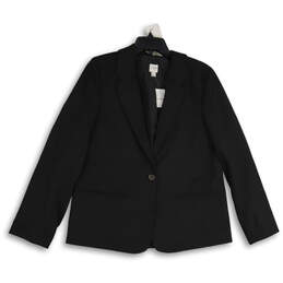 NWT Womens Black Long Sleeve Notch Lapel One Button Blazer Size 14