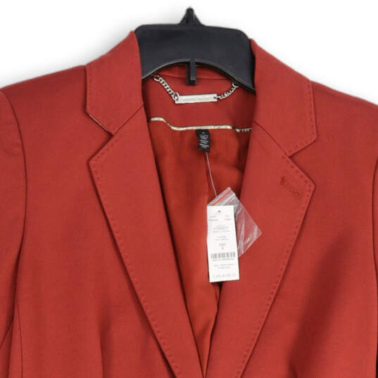 NWT Womens Red Notch Lapel Flap Pocket Long Sleeve One Button Blazer Size 4 image number 3