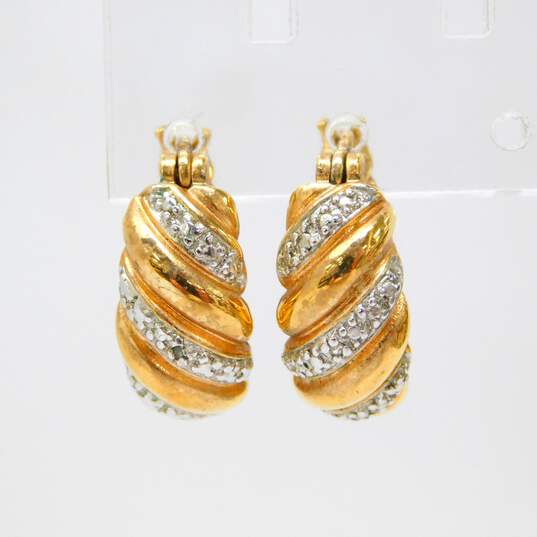 925 Vermeil Sapphire & Diamond Accent Bracelet & Hoop Earrings 30.7g image number 2