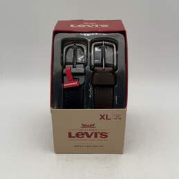 NIB Pack of 2 Levi's Mens Black Brown Reversible Single Tongue Belts Size XL