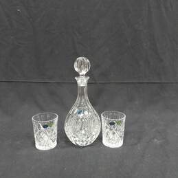 Bohemia Cut Crystal Decanter w/ 2 Glasses
