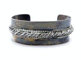 Sterling Silver Heavy Rope Cuff Bracelet 59.7g