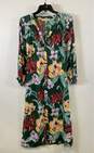 LOFT Green Floral Print Casual Dress - Size Small image number 1
