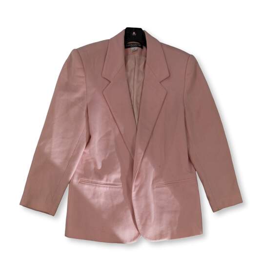 Womens Pink Long Sleeve Pockets Notch Lapel Single Breasted Blazer Size 8P image number 1