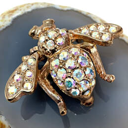 Designer Joan Rivers Gold-Tone Multicolor Rhinestone Bee Shape Brooch Pin