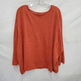Eileen Fisher 100% Organic Linen Orange Long Sleeve Sweater XL