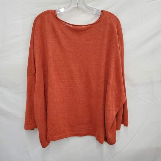 Eileen Fisher 100% Organic Linen Orange Long Sleeve Sweater XL image number 1