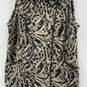 Womens Beige Animal Print Asymmetrical Zip Mock Neck Vest Jacket Size 2XL image number 3