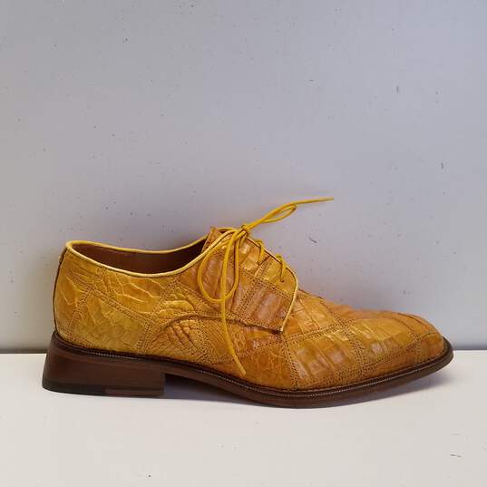Belvedere Yellow Genuine Crocodile Leather Dress Oxford Shoes Men's Size 7 M image number 1