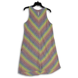 Womens Multicolor Chevron Sleeveless Round Neck A-Line Dress Size M 10-12 alternative image