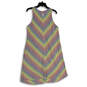 Womens Multicolor Chevron Sleeveless Round Neck A-Line Dress Size M 10-12 image number 2