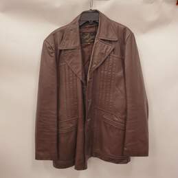Montgomery Ward Men Brown Leather Jacket 44R