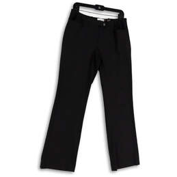 Womens Gray Flat Front Pockets Straight Leg Formal Dress Pants Size 6