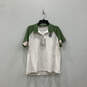 NWT Womens White Green Short Sleeve Spread Collar Button Polo Shirt Size XL image number 1