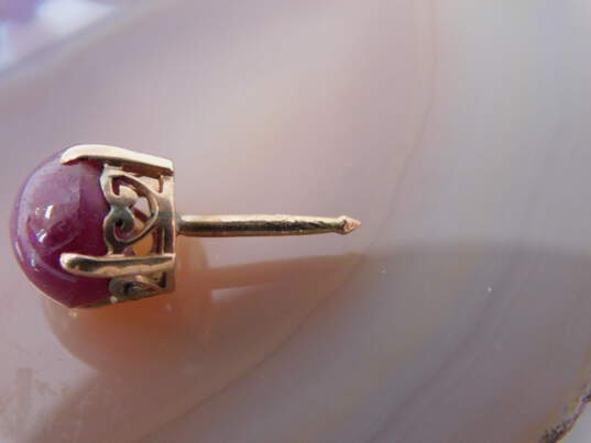 Romantic 10k Yellow Gold Round Ruby Scrolled Pin 1.4g image number 1