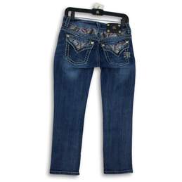 Miss Me Womens Blue Denim Medium Wash 5-Pocket Design Straight Jeans Size 26 alternative image