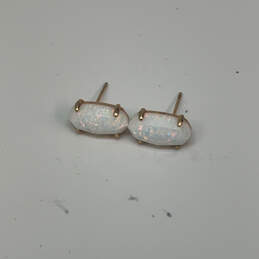Designer Kendra Scott Gold-Tone White Iridescent Drusy Stone Stud Earrings