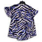 NWT Womens Blue Animal Print V-Neck Flutter Sleeve Blouse Top Size 1 image number 2