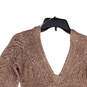 NWT Womens Mauve Sequin V-Neck 3/4 Sleeve Short Length Sweater Dress Size M image number 4