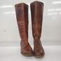 Frye Jolie Cognac Brown Leather Zip Knee High Boots Women's Size 7.5M image number 5