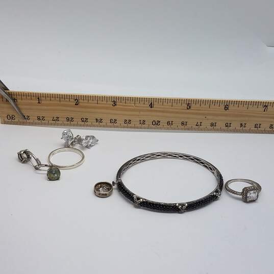 Sterling Silver Cz Crystal Sz 5.75, 9.5 Rings Earrings, Bracelet Pendant Bundle 23.8g image number 9