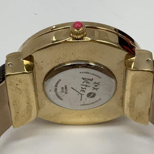 Designer Betsey Johnson Gold-Tone Dial Adjustable Strap Analog Wristwatch image number 4