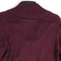Womens Purple V-Neck Shawl Collar Long Sleeve Pullover Sweater Size Large image number 4