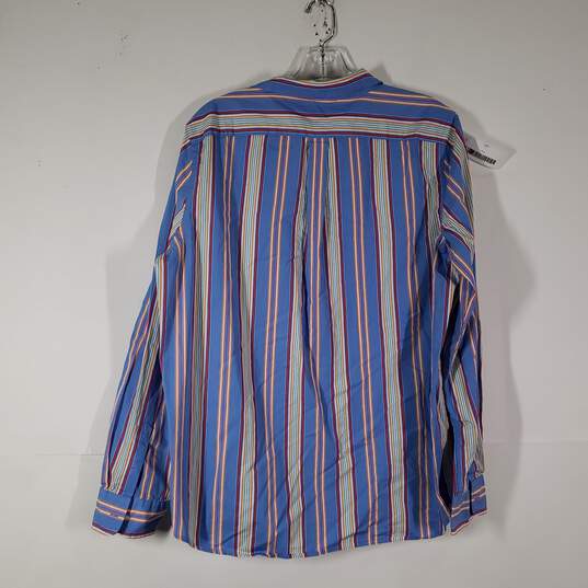 Womens Striped Regular Fit Long Sleeve Collared Button-Up Shirt Size 16 image number 2