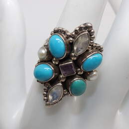 Artisan Nicky Butler Signed Pearl & Multi-Stone Accent Ring Size 6.75 - 10.7g alternative image