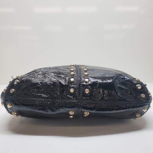 Michael Kors Black Patent Leather Studded Crossbody Bag 14x12x2" image number 3