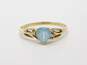 10K Yellow Gold Blue Topaz Heart CZ Accent Side Stones Ring 1.8g image number 2