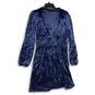 Modcloth Womens Blue Velvet Long Sleeve Totally Crushed It Mini Dress Size L image number 1