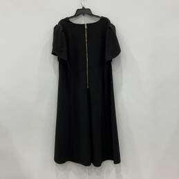 NWT Calvin Klein Womens Black V-Neck Short Sleeve Back Zip A-Line Dress Size 20W alternative image