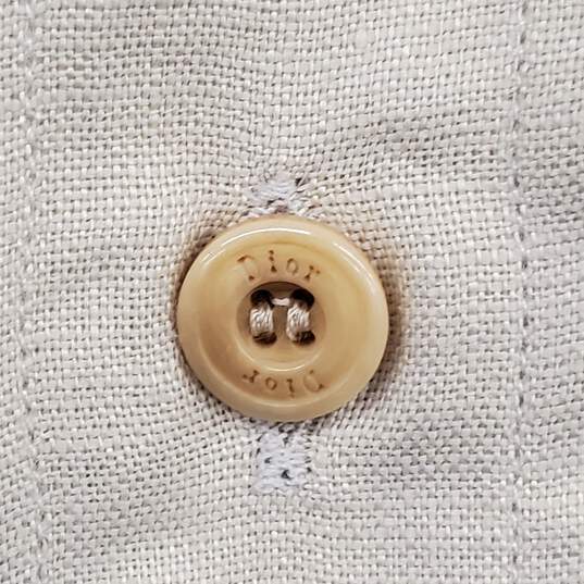 Men's Christian Dior Boutique Tan Linen Button Up L/S Shirt MN Size 16.5/42 image number 6